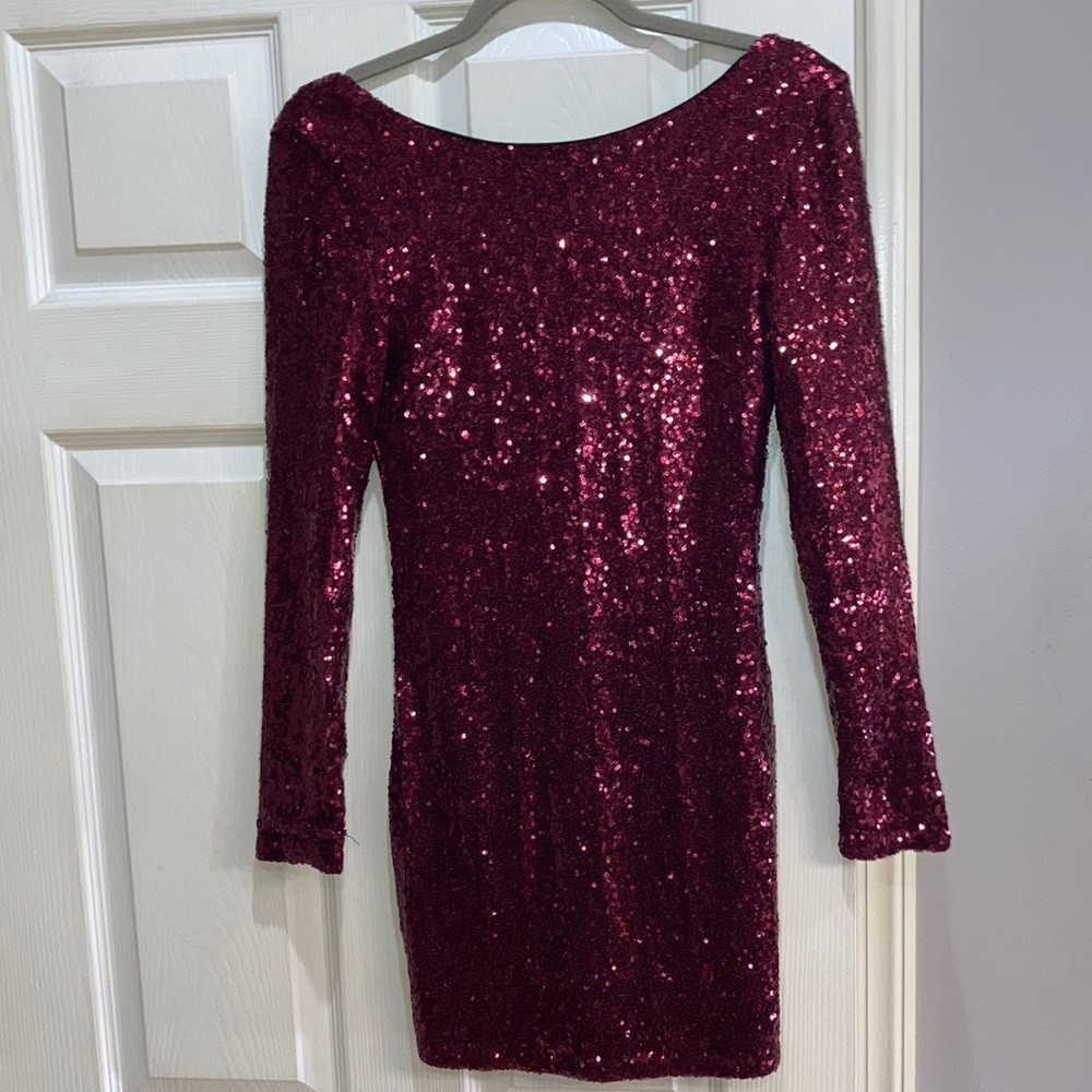 Charlotte Russe burgundy sequined mini dress XS